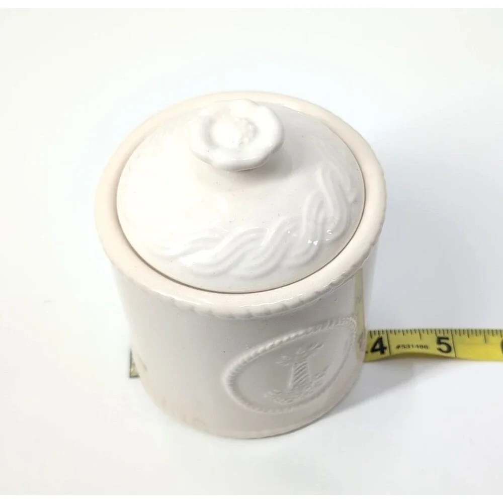 American Atelier at Home Nautical White Lighthouse Sugar Bowl Canister Stoneware